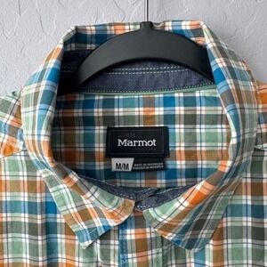 Marmot‎ Mens Plaid Short Sleeve Button Up Shirt Medium Casual Outdoor
